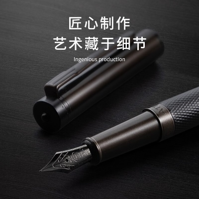 英雄（HERO）  A11钢笔黑森林学生三年级专用练字墨囊可替换商务办公高端钢笔男女士礼盒套装免定制 极夜黑-简装亚克力 附12支墨囊+1瓶墨水 EF尖0.38mm